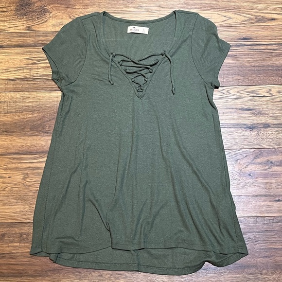 Hollister Lace Up Blouse Size Small - Picture 2 of 7